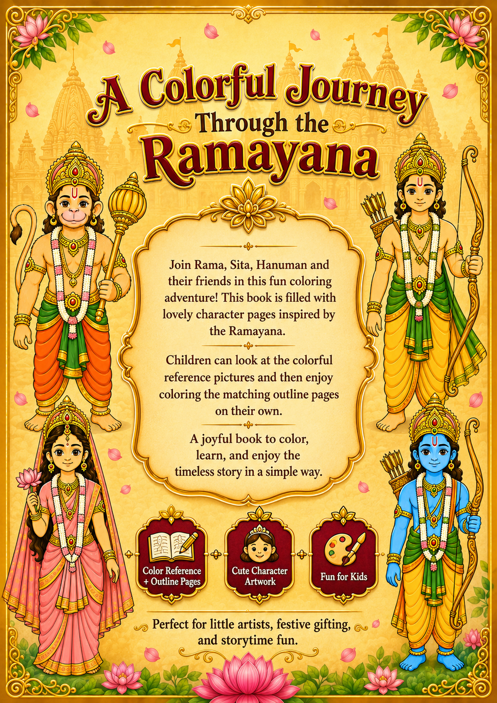Ramayana Coloring Book for Kids - (10 Characters)