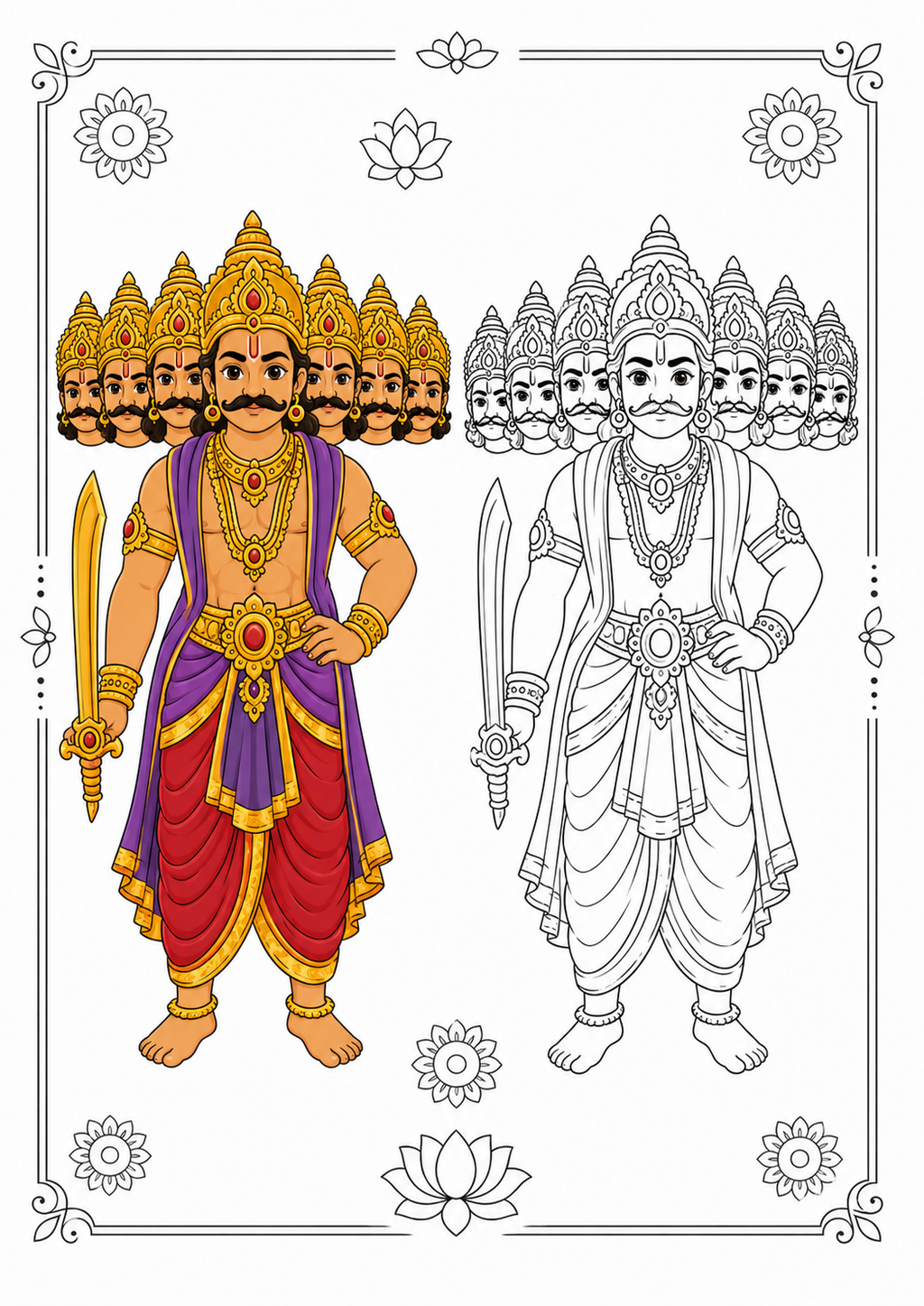Ramayana Coloring Book for Kids - (10 Characters)