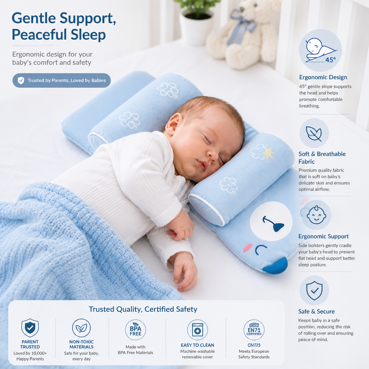 Baby Head Support Pillows for peaceful Sleep