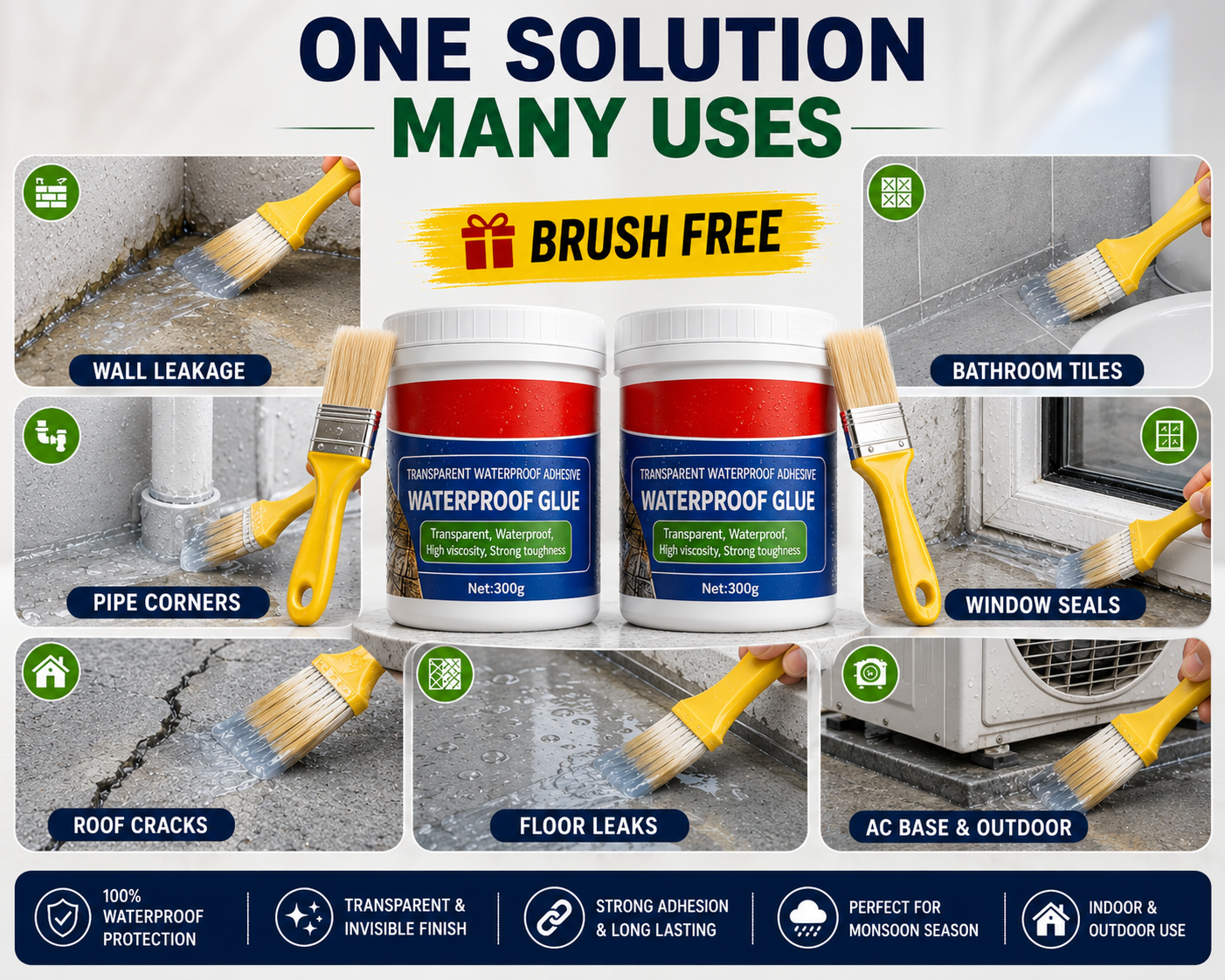 CRACKSEAL - Crack Sealer For Roof Leakage Waterproof Glue Resin Adhesive (Pack of 2)