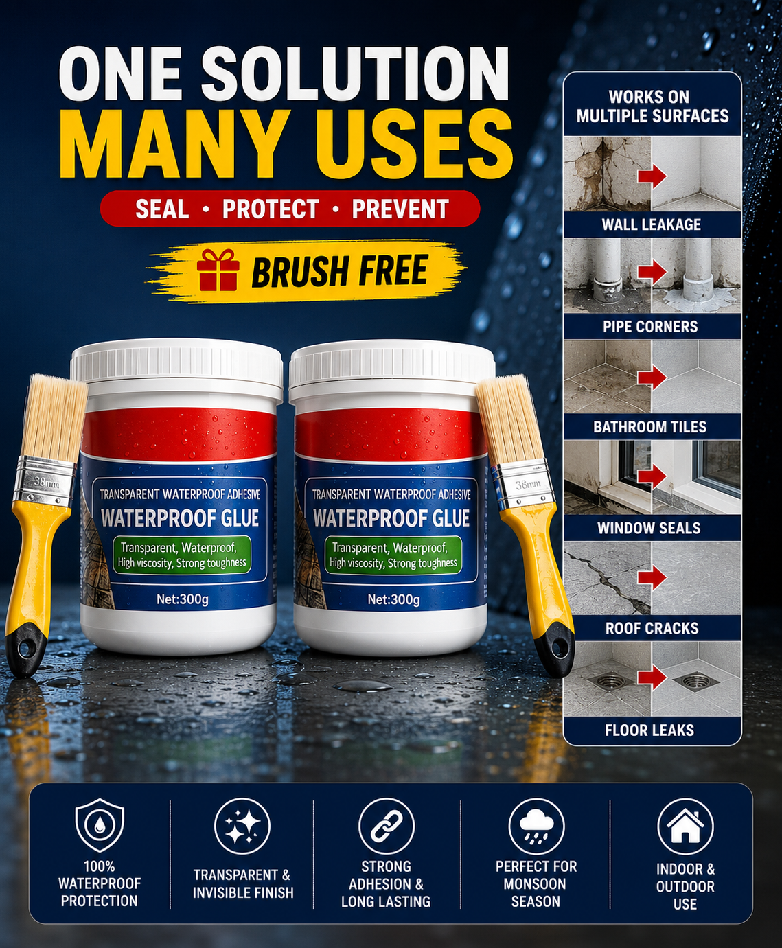 CRACKSEAL - Crack Sealer For Roof Leakage Waterproof Glue Resin Adhesive (Pack of 2)